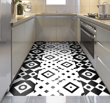 Monochrome geometric shapes kitchen vinyl carpet - TenStickers