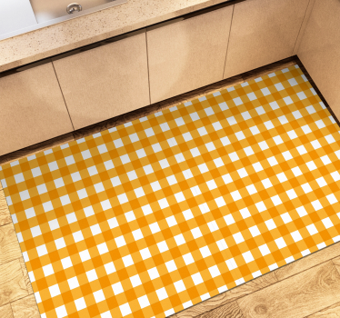 Orange checkered motif kitchen vinyl carpet - TenStickers