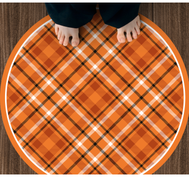 Orange patterned squares with brown lines circular mat - TenStickers