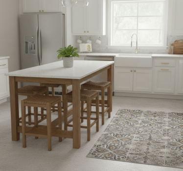 Ornate charcoal arabesque kitchen vinyl carpet - TenStickers