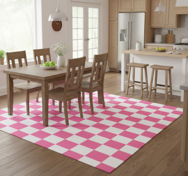 Pink checked kitchen vinyl carpet - TenStickers