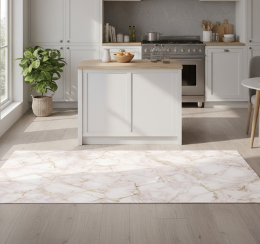Pink marble kitchen vinyl carpet - TenStickers