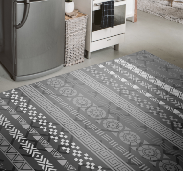 Puzzle stamp effect on black mosaic vinyl flooring - TenStickers