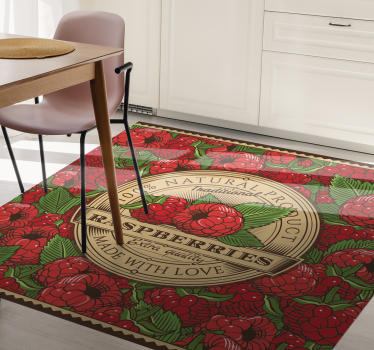 Raspberry floral pattern kitchen vinyl carpet - TenStickers