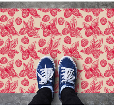 Raspberry leaf pattern kitchen vinyl carpet - TenStickers