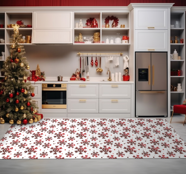Red snowflakes festive design floor carpet  - TenStickers