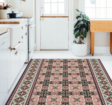 Retro Botanical Motif kitchen vinyl carpet - TenStickers