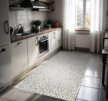 "Ruskin" grey pattern kitchen vinyl carpet - TenStickers