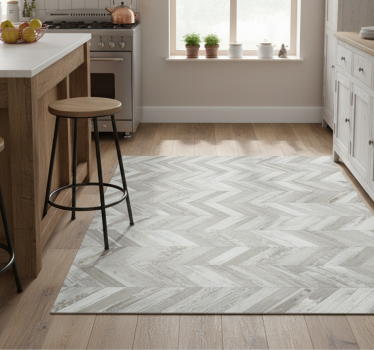 Rustic v-plank kitchen vinyl carpet - TenStickers