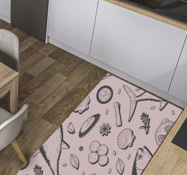 Seafood inspired motif kitchen vinyl carpet - TenStickers