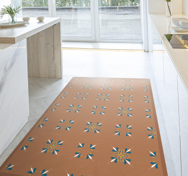 Terracotta tiles with blue pattern  tile mat - TenStickers