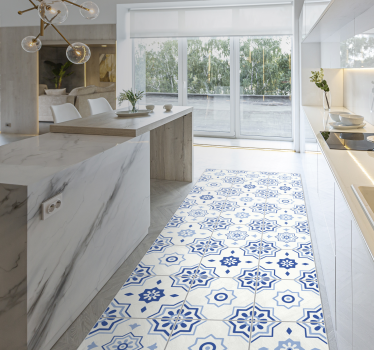 Tile carpet floor runner contemporary rugs - TenStickers