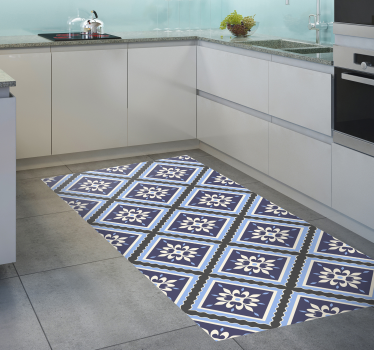 Tile Floral Pattern kitchen vinyl carpet - TenStickers