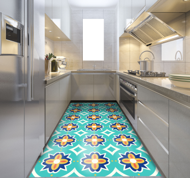 Tourquise textured  mosaic vinyl flooring - TenStickers
