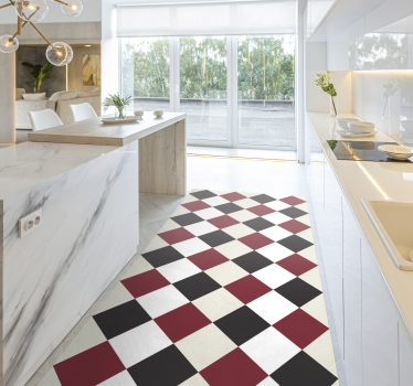 Traditional checkerboard kitchen vinyl carpet - TenStickers