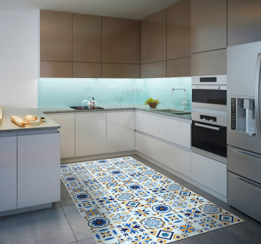Traditional tile motif kitchen vinyl carpet - TenStickers