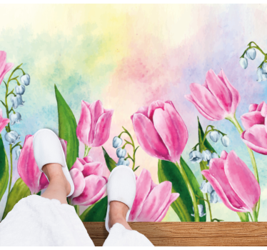 tulip painting flower rug - TenStickers