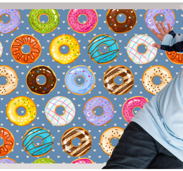 Vibrant donut motif kitchen vinyl carpet - TenStickers