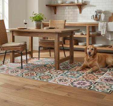Vibrant eclectic patchwork kitchen vinyl carpet - TenStickers