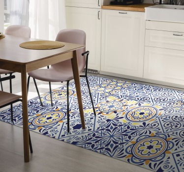 Vibrant tile arrangement kitchen vinyl carpet - TenStickers