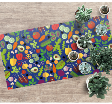 Vibrant Vegetable Pattern kitchen vinyl carpet - TenStickers