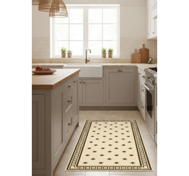 Vintage beige motif kitchen vinyl carpet - TenStickers