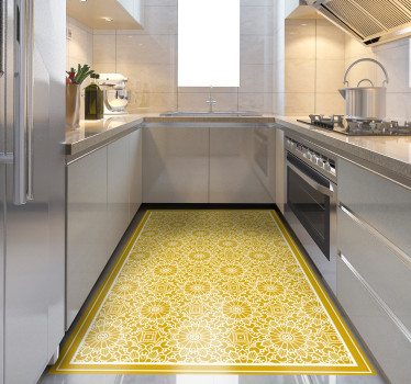 Vintage shape yellow retro rug - TenStickers