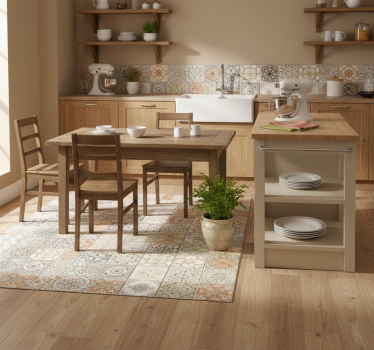 Vintage warm collage kitchen vinyl carpet - TenStickers