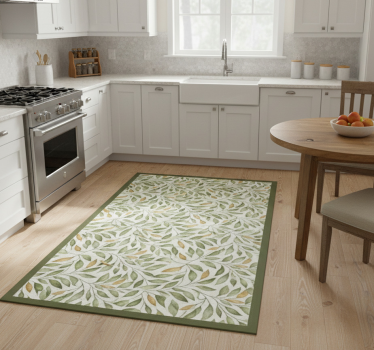 Watercolor leafy trail kitchen vinyl carpet - TenStickers