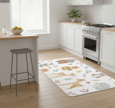 Whimsical woodland watercolor kitchen vinyl carpet - TenStickers