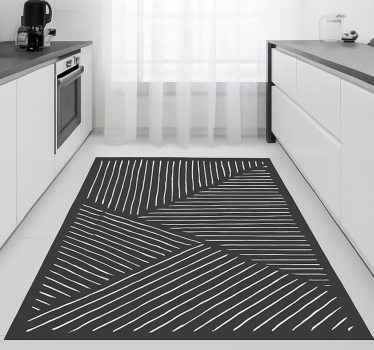 White wavy lines  kitchen vinyl carpet - TenStickers