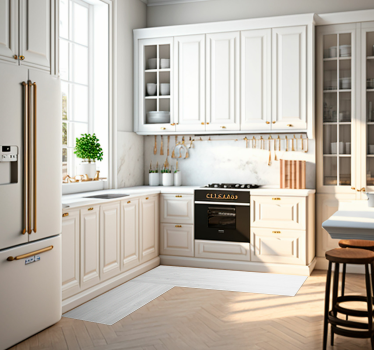 White wood texture kitchen vinyl rug - TenStickers
