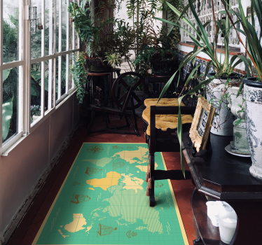 World Map with boats vinyl rug - TenStickers
