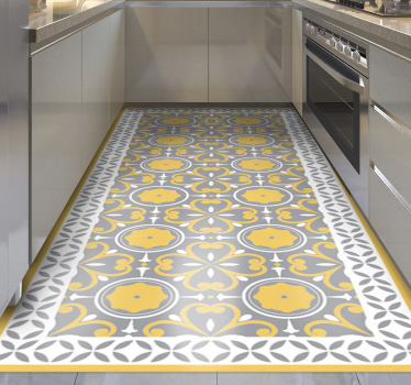 Yellow grey pattern kitchen vinyl carpet - TenStickers