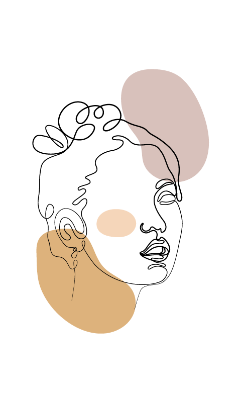 Abstract face and circles white vinyl carpet - TenStickers