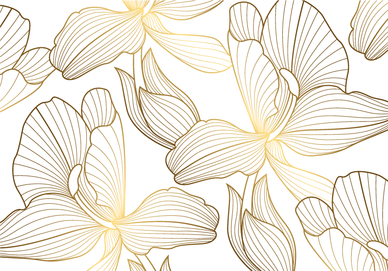 Golden flowers white vinyl carpet - TenStickers