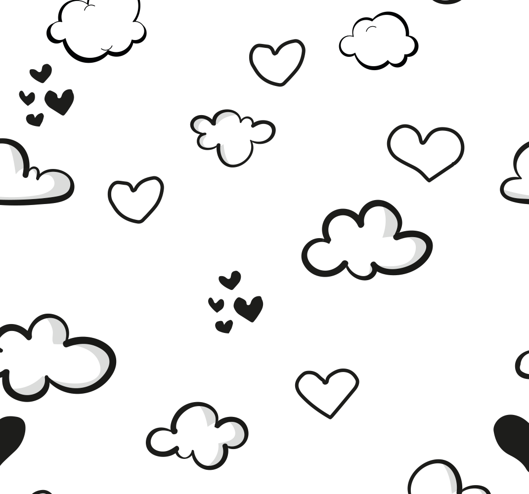 Clouds and hearts white vinyl carpet - TenStickers