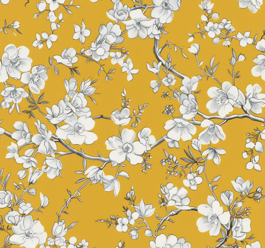 Floral vintage pattern yellow vinyl carpet - TenStickers