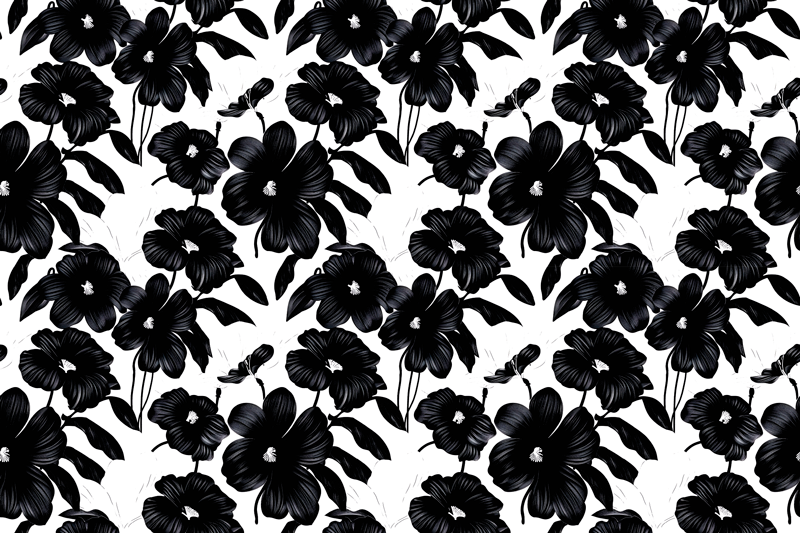 black poppy floral vinyl carpet - TenStickers