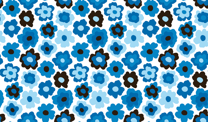 blue poppy floral vinyl carpet - TenStickers