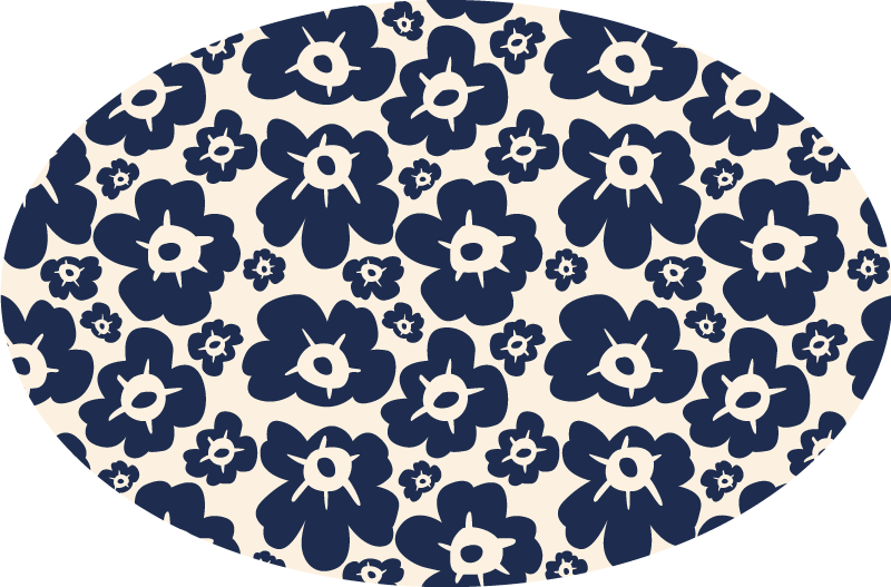 Dark blue poppy floral vinyl carpet - TenStickers