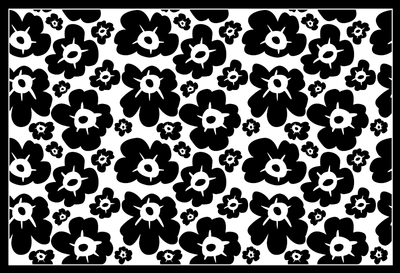 Black poppy floral vinyl carpet - TenStickers