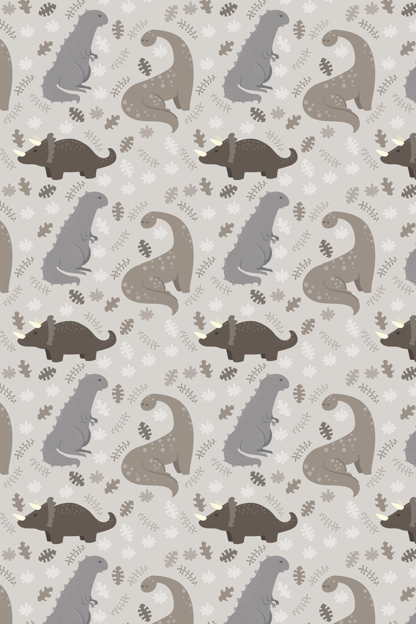 Dinosaurs grey pattern animal vinyl carpet - TenStickers