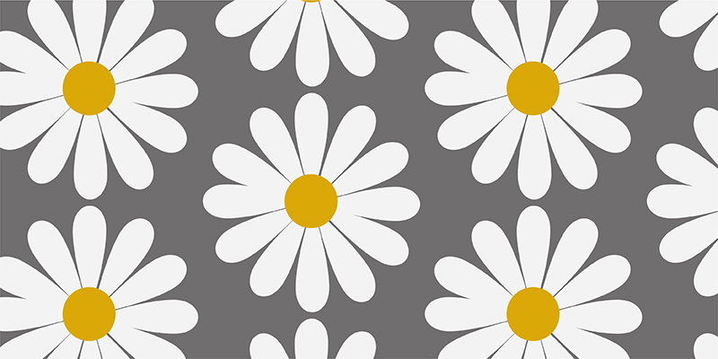 Daisy with a grey background bathroom vinyl carpet - TenStickers