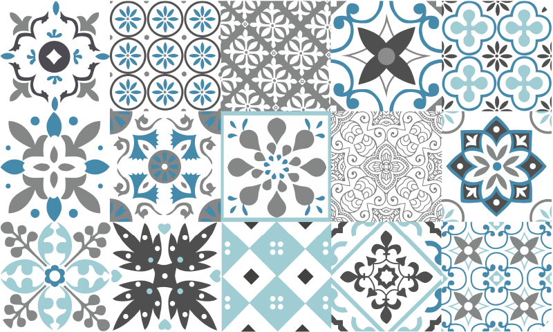 Blue mosaic kitchen vinyl carpet - TenStickers