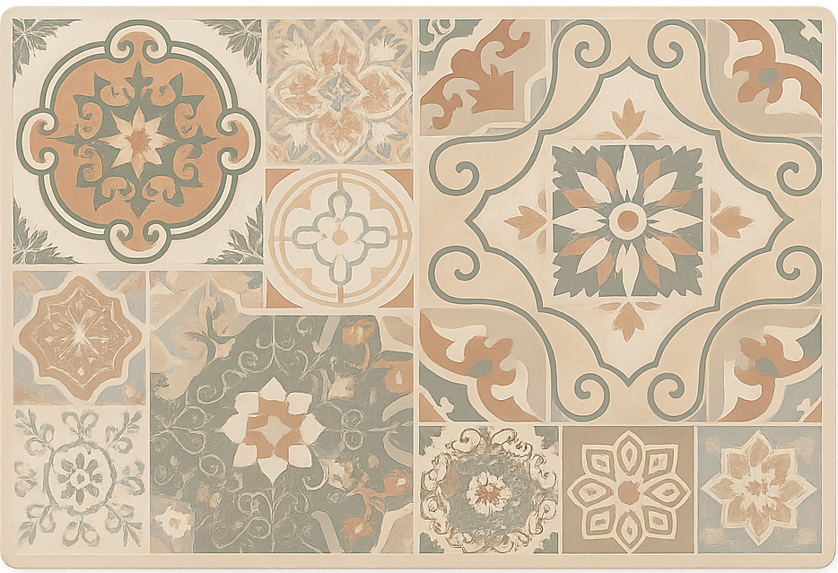 Cement tiles various sizes living room vinyl carpet - TenStickers