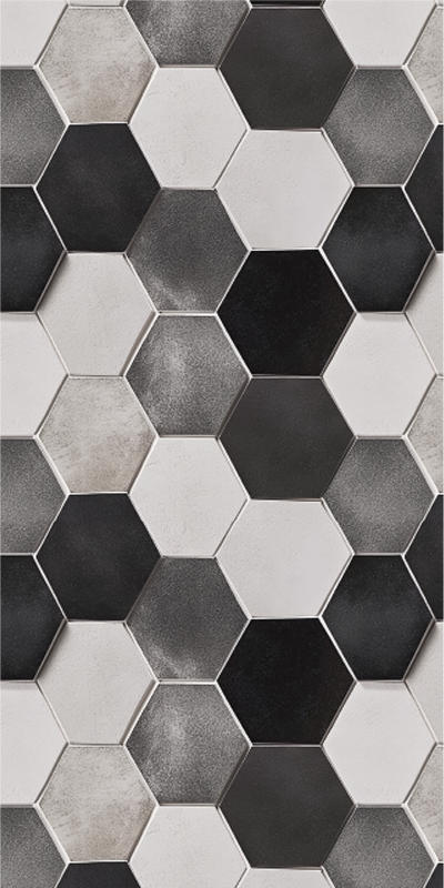 Grey hexagons kitchen vinyl carpet - TenStickers