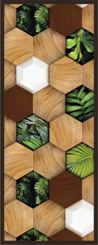 Wood Tropical Hexagons kitchen vinyl carpet - TenStickers