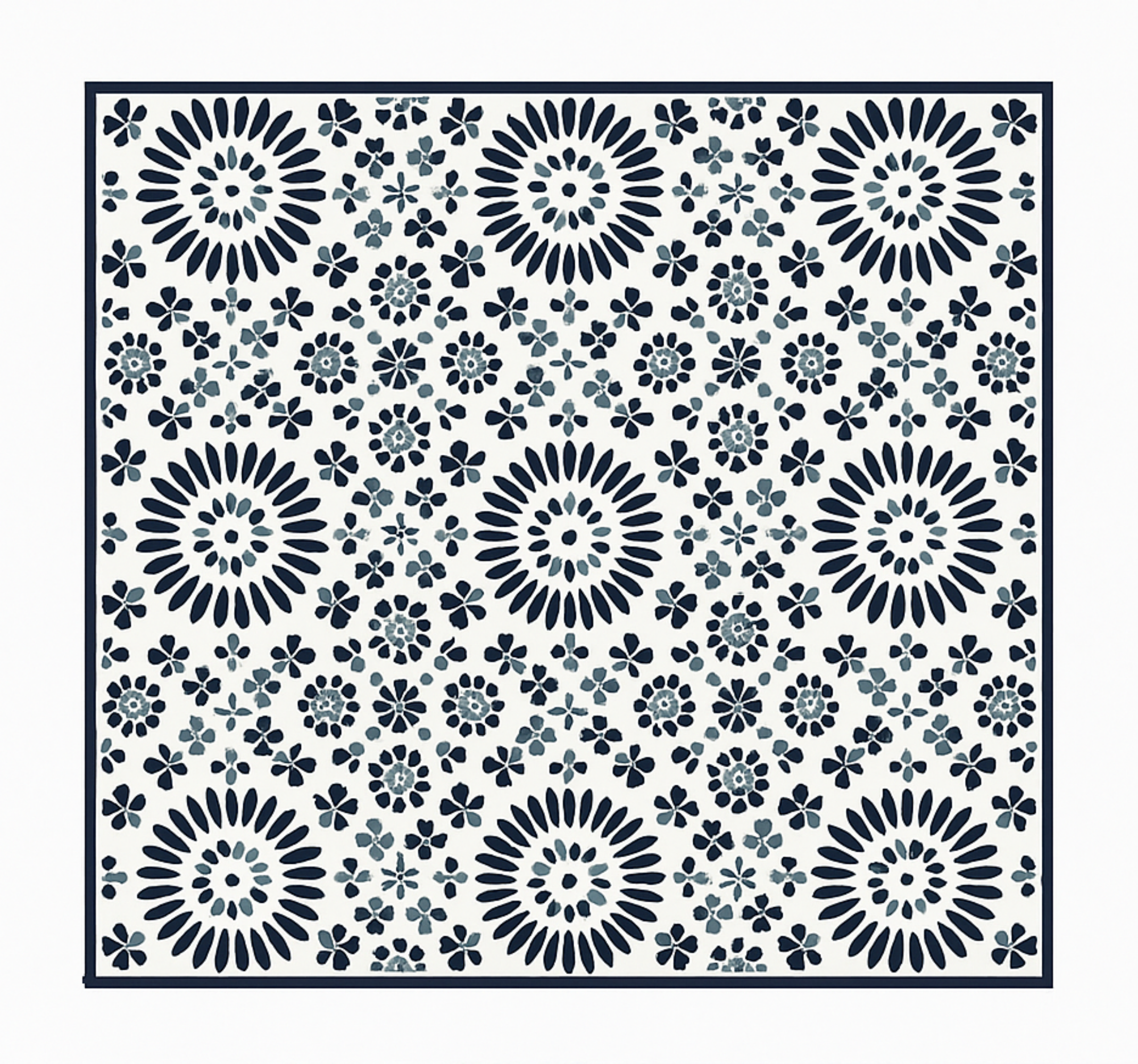 Geometric floral pattern blue vinyl carpet - TenStickers