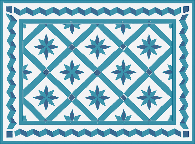 Geometric star tiles blue vinyl carpet - TenStickers